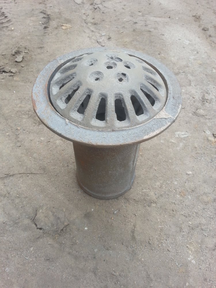 直入式雨水斗带笼头19cm(圆形铸铁排水斗,喇叭口,屋顶雨水口)