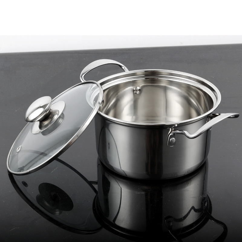 加厚单人不锈钢小火锅16厘米不锈钢一人一锅涮涮锅电磁炉专用