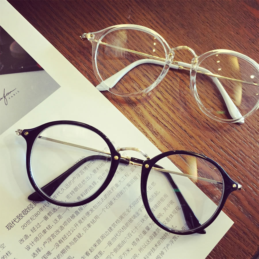 批发轻复古细框圆形女士眼镜框简约休闲眼镜架配近视男潮眼镜