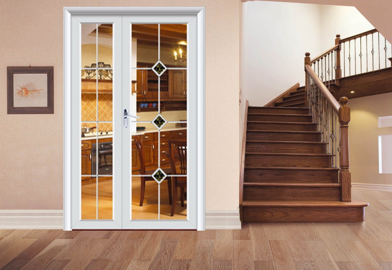 室内钛合金玻璃门 合金字母平开门 铝钛金门 厨卫玻璃子母门