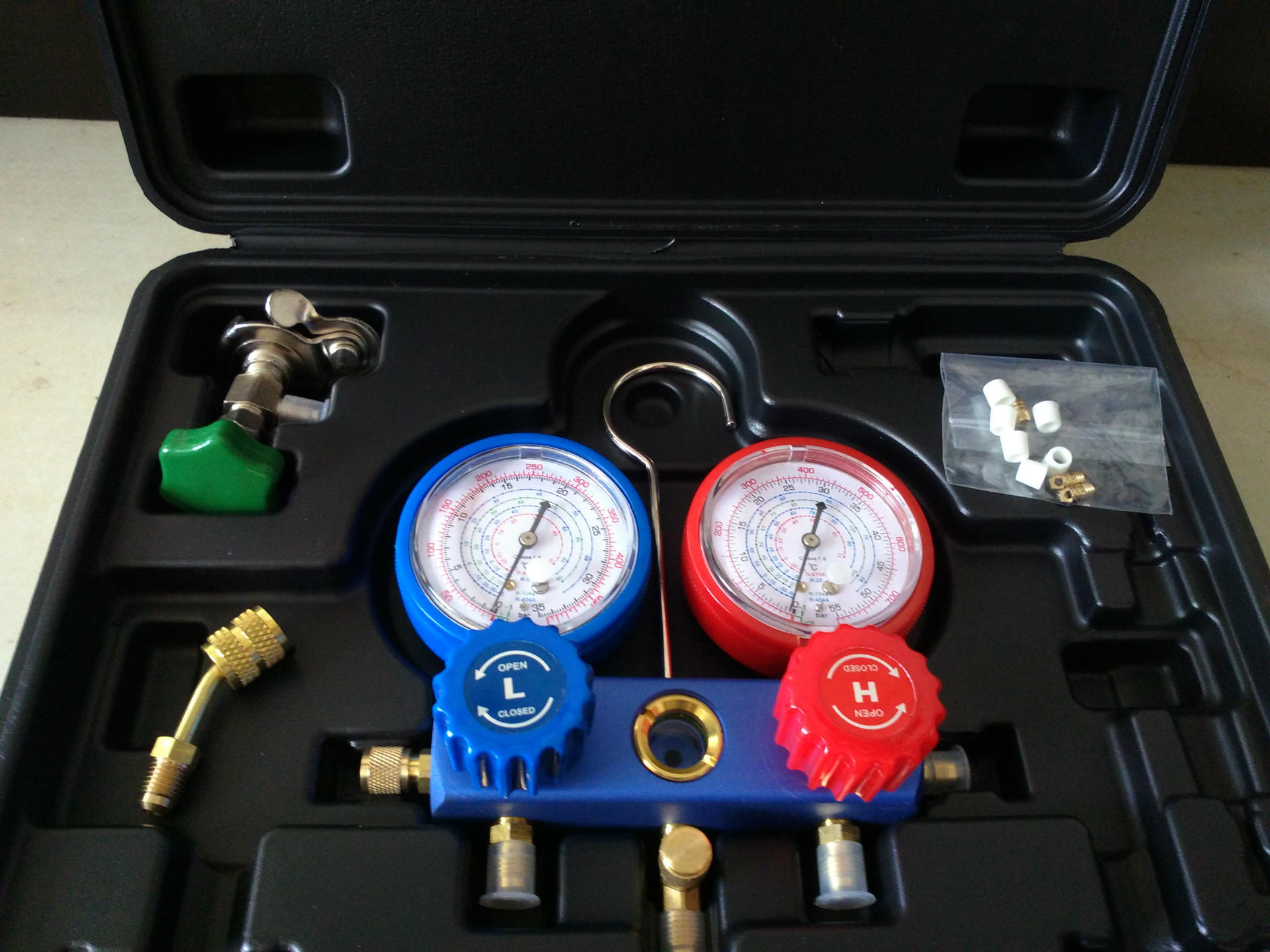 厂家直销 410a双表阀表组 空调冷媒表组 汽车空调加氟表 三色管