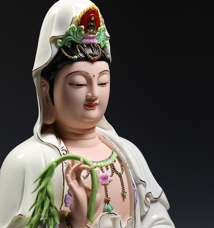 【上美】德化陶瓷12吋-28吋坐莲观音白色观音像 佛像观音菩萨