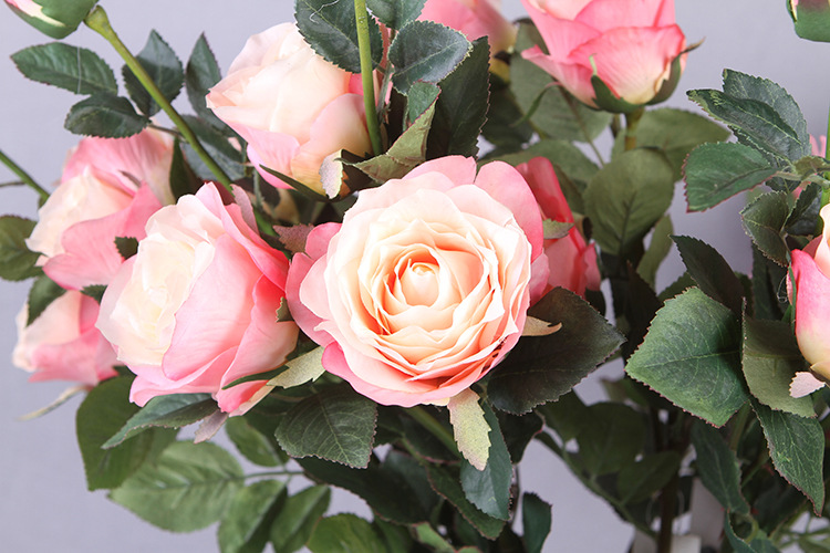 仿真4头手感多层玫瑰 家居摆设装饰花 仿真花 厂家直销