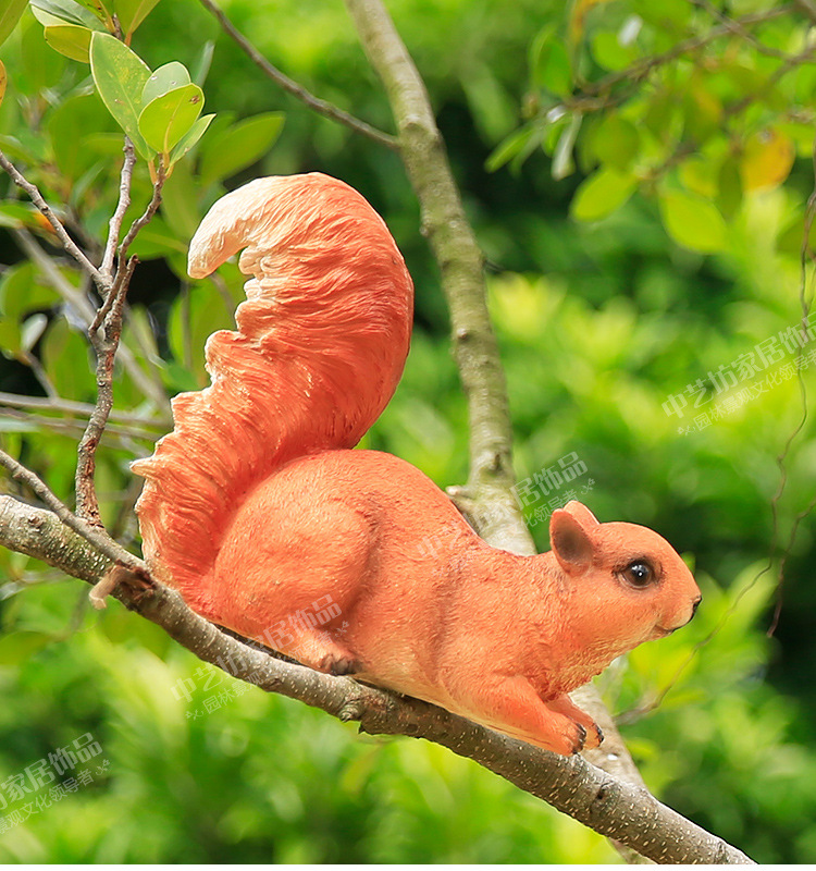 可爱小动物仿真松鼠摆件树脂工艺品花园庭院园林树上装饰品挂件