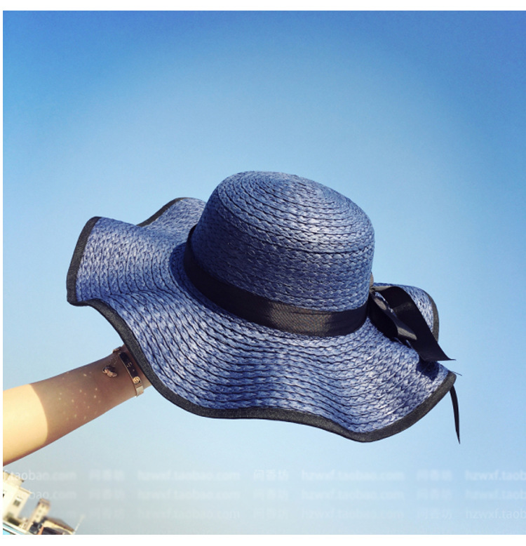 草帽 适用性别 女 材质 草编 适合季节 夏季 产地 义乌 颜色 蓝色,奶