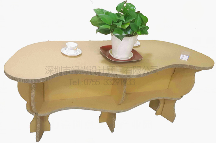 弧形不规则茶几 创意瓦楞家具 瓦楞纸板家具 坚固实用 家居摆设