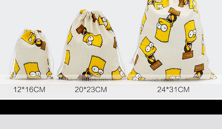 麻布袋批发定做卡通动画麻布收纳束口袋礼品首饰手机包装袋12.