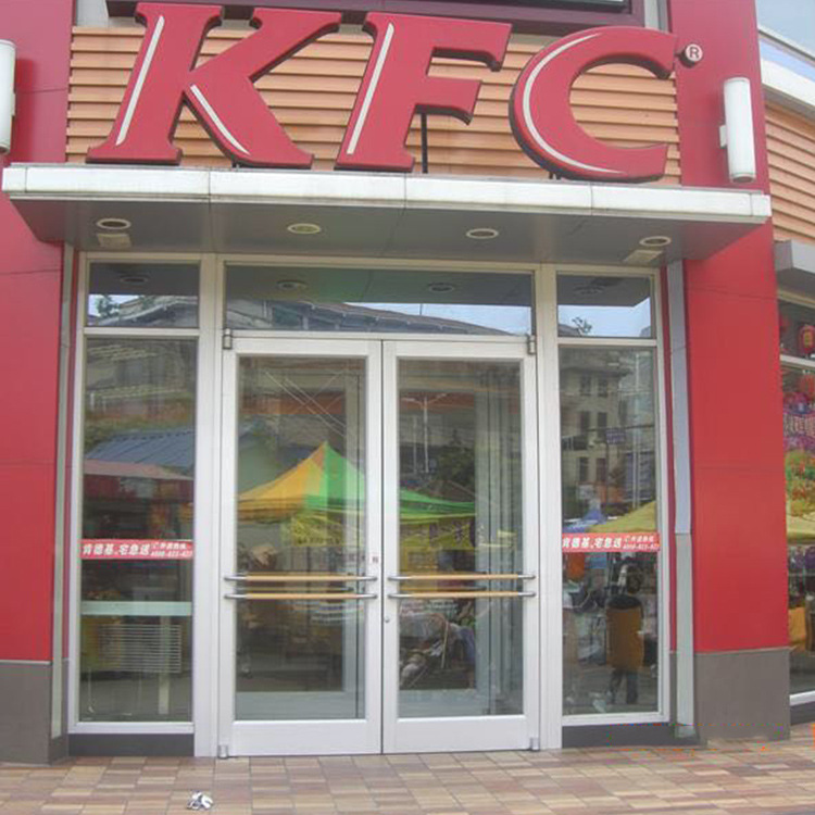 欧式经典肯德基门 铝合金肯德基平开门 防盗玻璃对开门