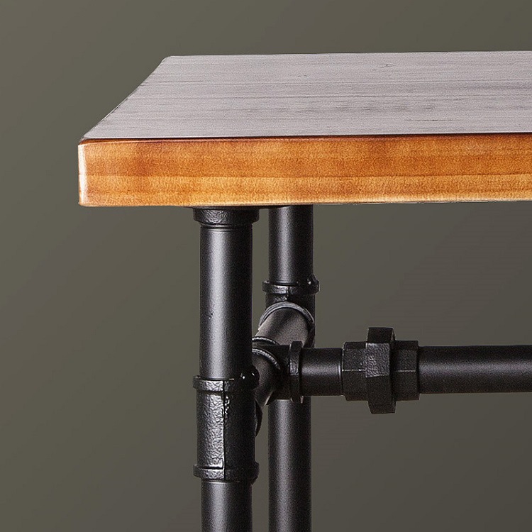 做旧工业水管会议办公桌子铁艺实木休闲酒店咖啡店餐厅小方桌餐桌