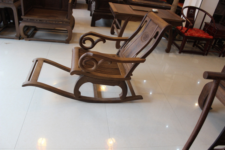 仙游铭华鸡翅木红木家具中式明清古典仿古休闲椅摇椅