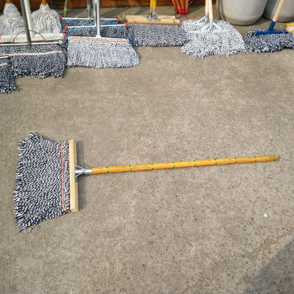 线拖把 木头木杆蓝白线拖把 水洗拖把 环保清洁棉纱拖把