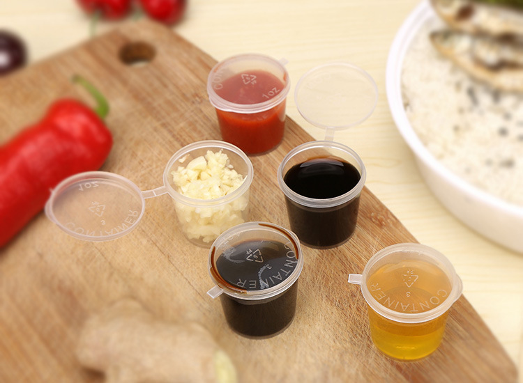 一次性酱料杯 调料杯子批发 外卖打包盒 透明加厚连体带盖泰合