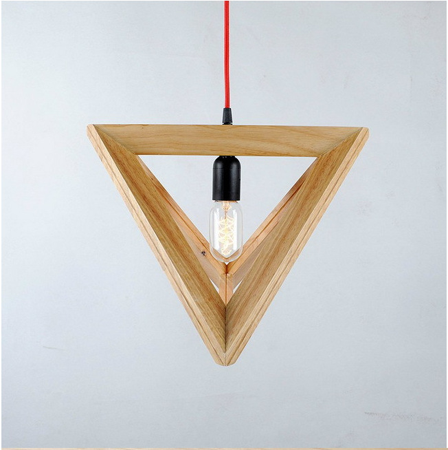 设计师灯具简约现代工艺吊灯三角形艺术餐厅吧台客厅木头led吊灯