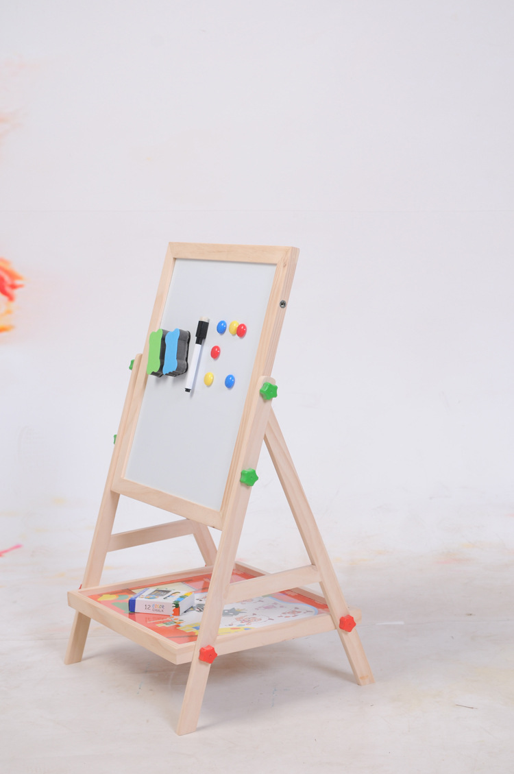 儿童画板多功能儿童手动画板进口松木实木儿童画板可调节画板