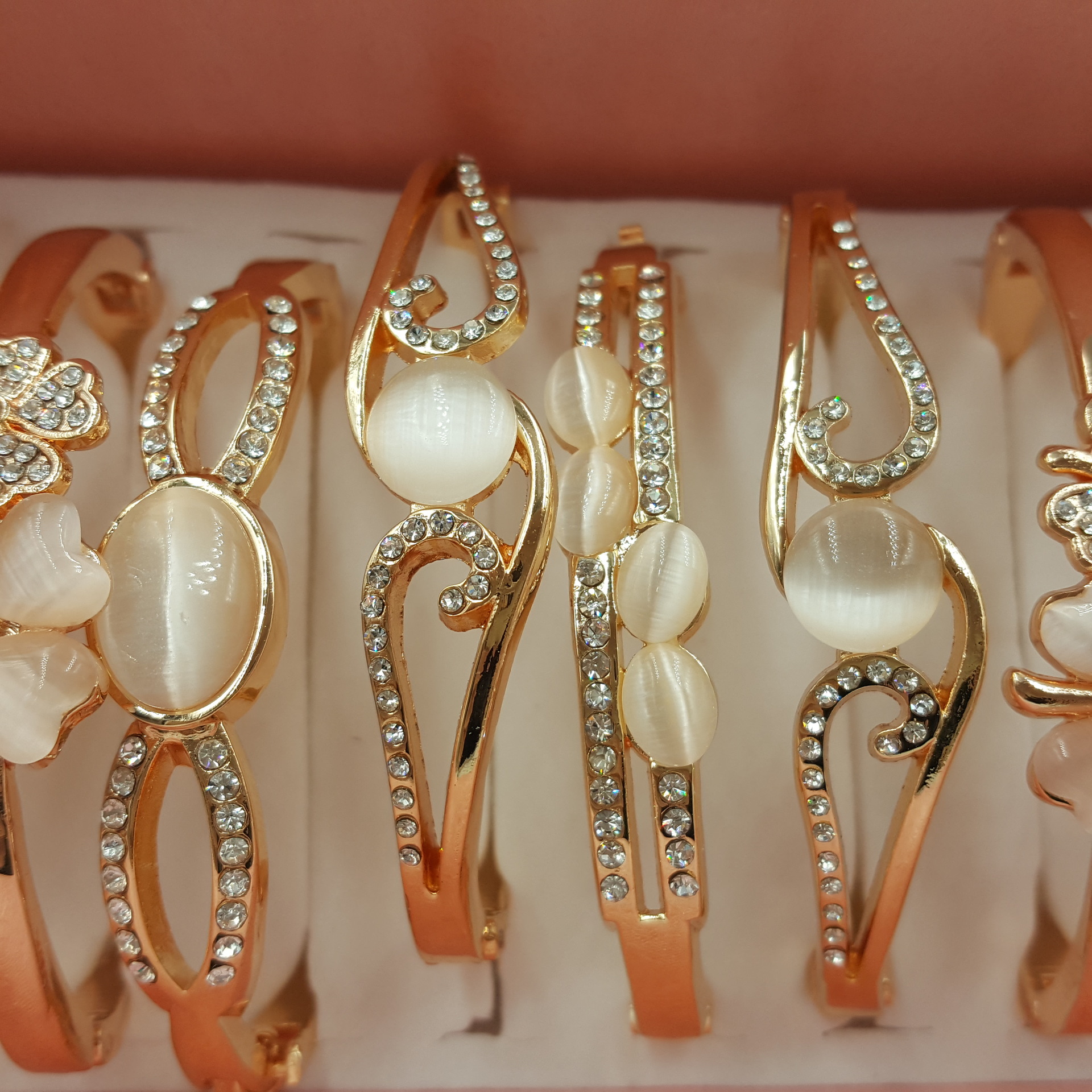 单排钻合金手镯 百搭时尚 欧美钛钢钻玫瑰金手镯 生日礼物 满包邮