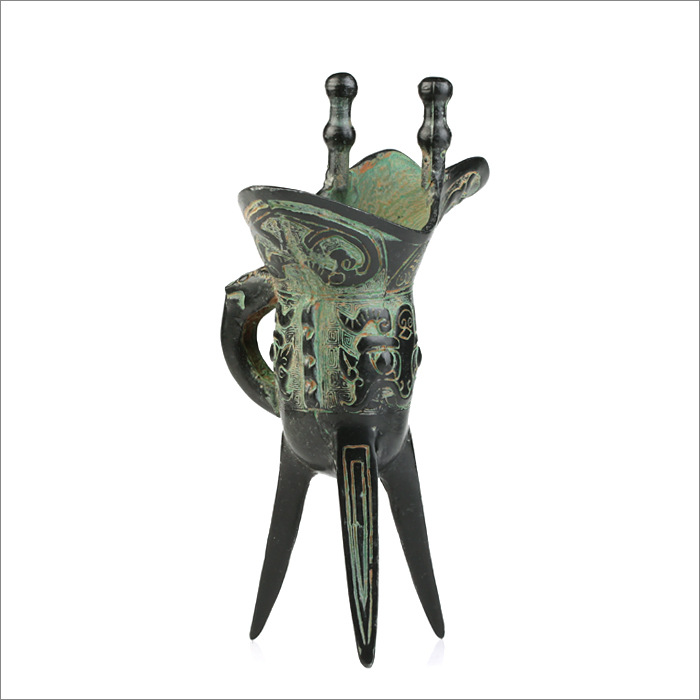 吉善缘 仿古青铜器工艺品青铜三角杯 酒杯酒樽爵杯 商务礼品2617