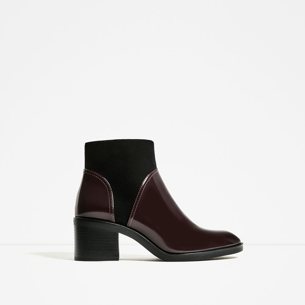 zara女鞋2016秋冬新款英伦拼接马丁