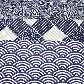日系和风青海波纹祥云 纯棉印花布料无荧光 全棉手工diy拼布面料