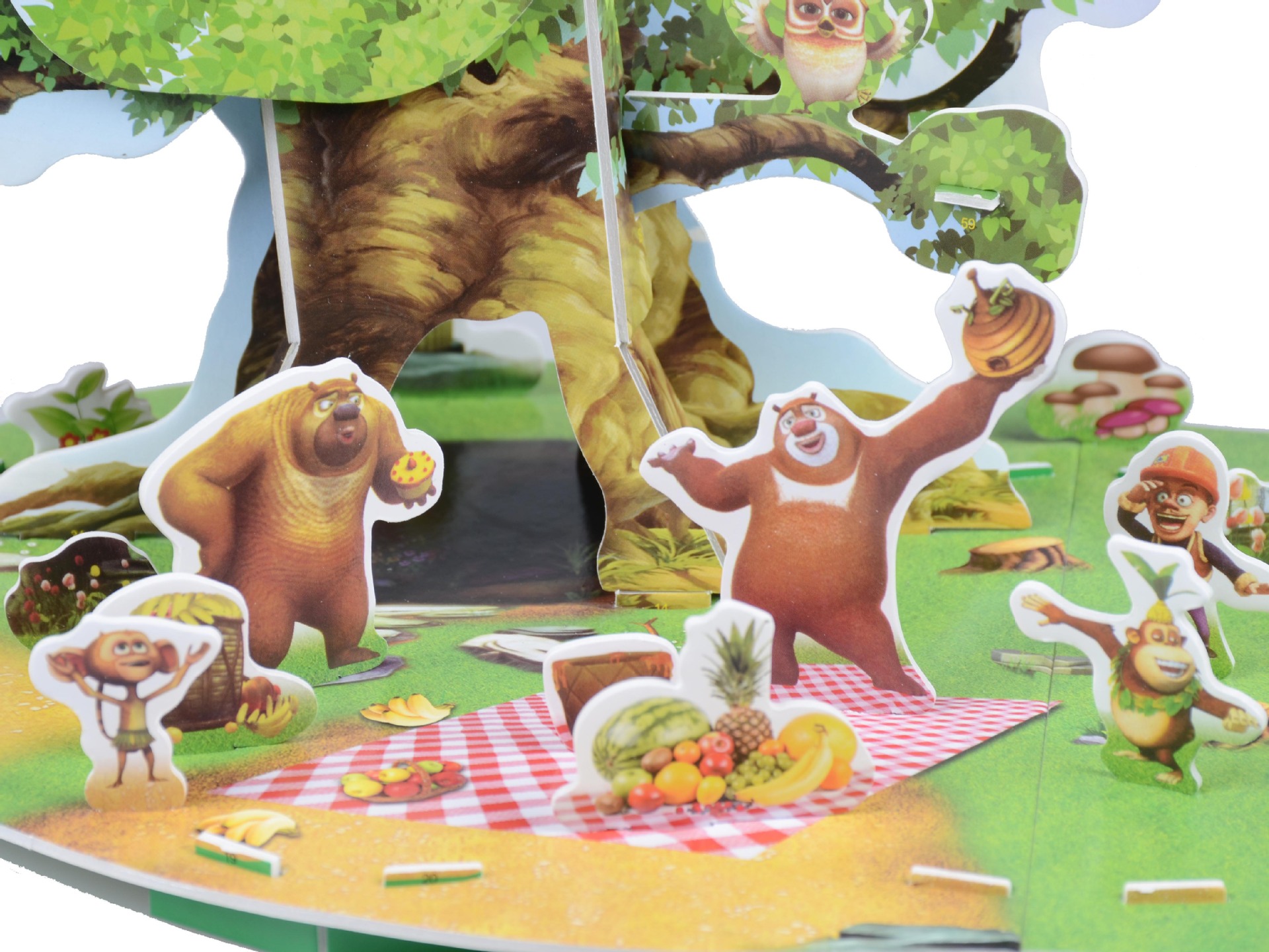 白卡纸3d立体拼图熊出没系列精品拼图益智开发智力欢乐熊洞