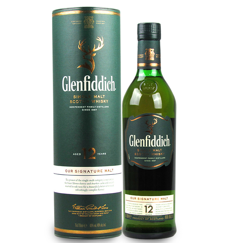 洋酒批发格兰菲迪12年单一纯麦芽威士忌750ml原装进口正品