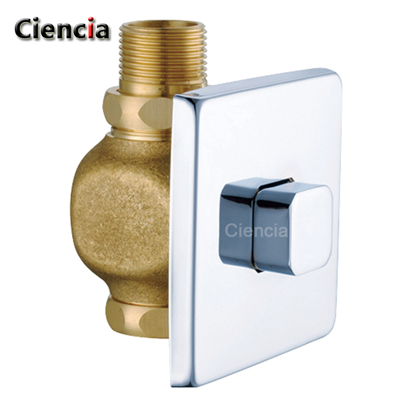 铜镀铬341寸暗装按钮式延时大便阀冲洗阀延时阀龙头ciencia