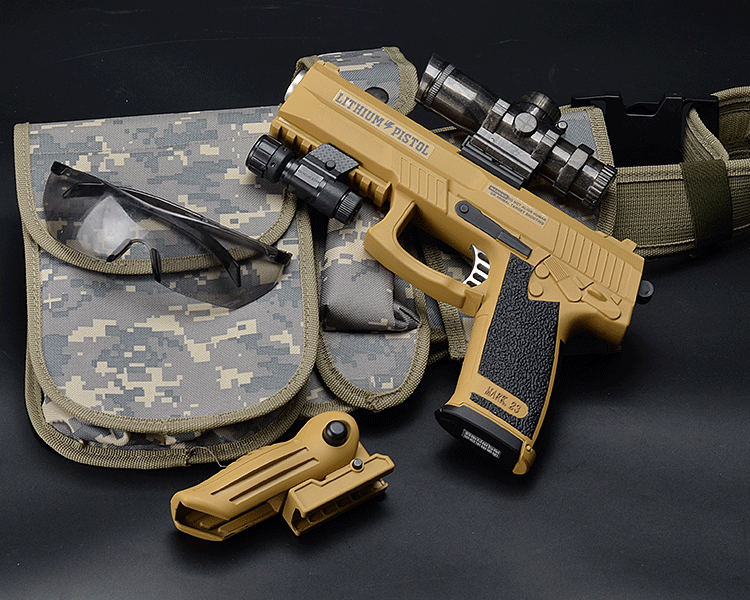 宜佳达mk23电动连发水弹枪合金手工漆仿真玩具手枪cs对战.