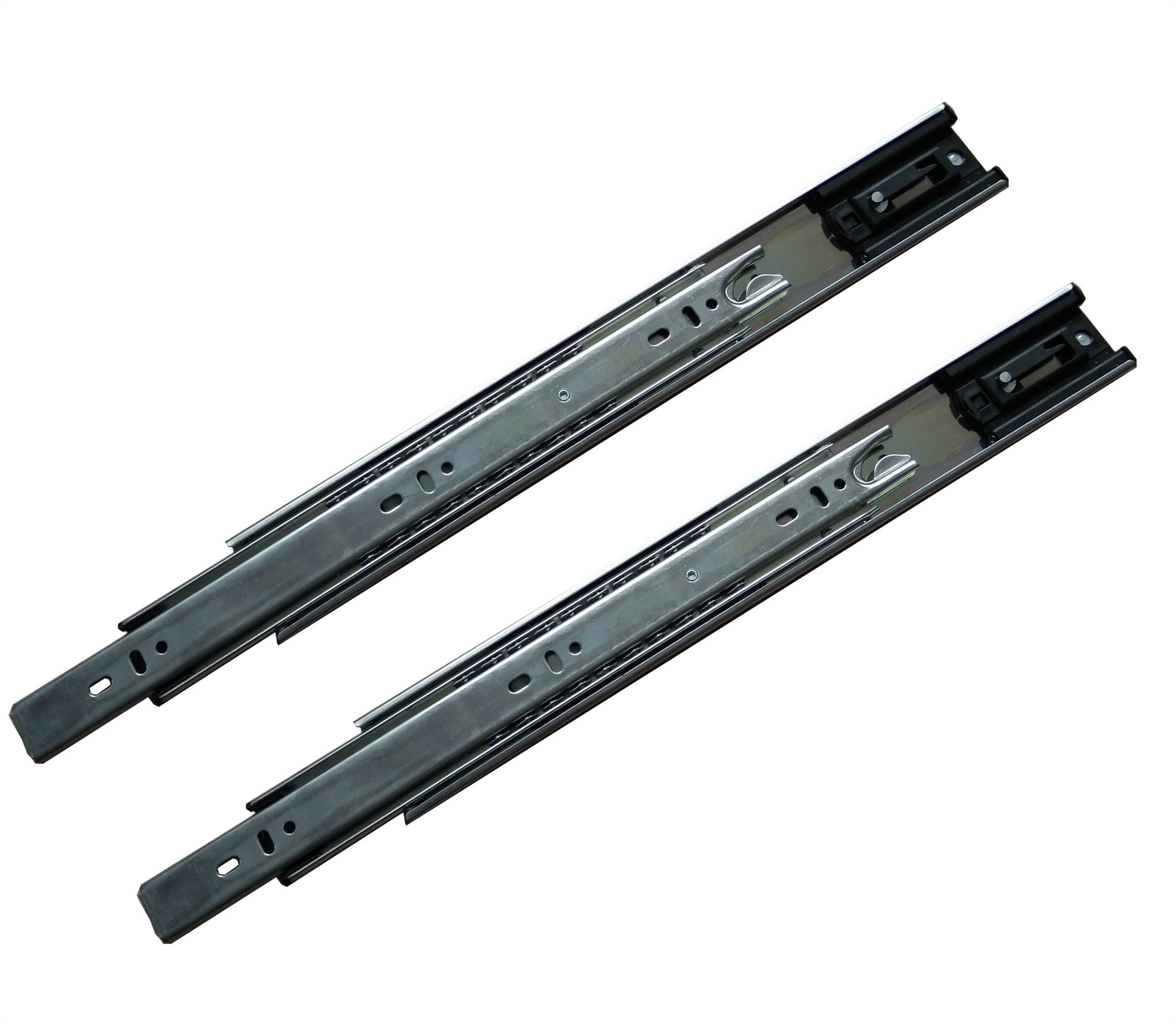 45mm自动回位三节钢珠家具五金抽屉滑轨1.2*1.2*1.5mm12.7mm45kg