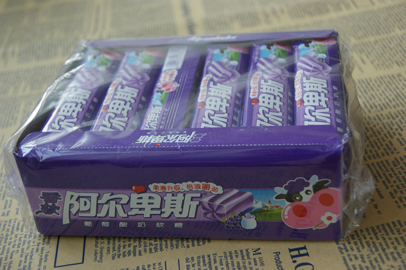 批发 阿尔卑斯条糖 葡萄 酸奶 原味牛奶软糖24条x12盒
