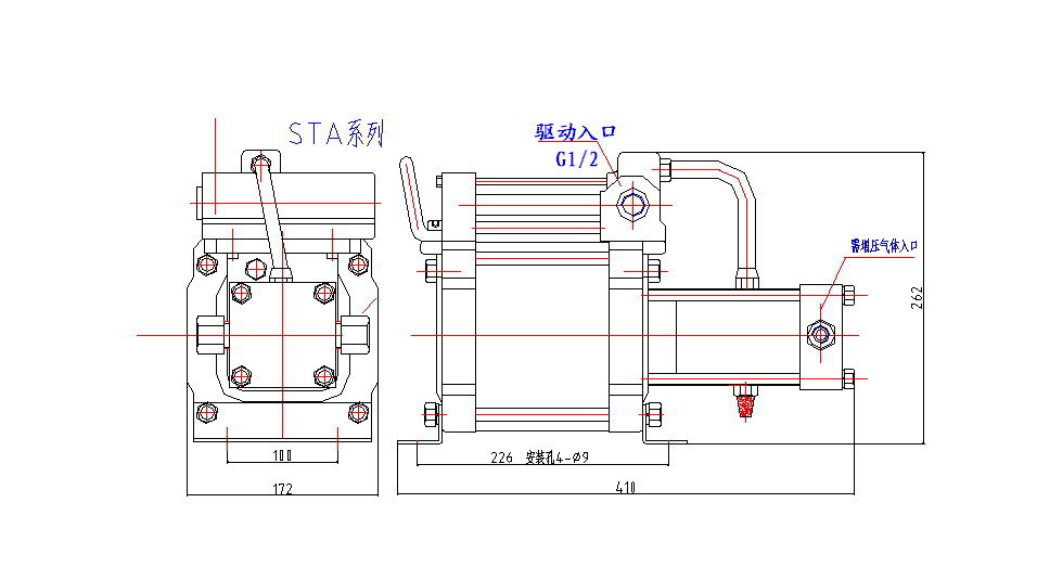 气动增压泵sta系列氮气氧气氢气等气体增压机增压泵