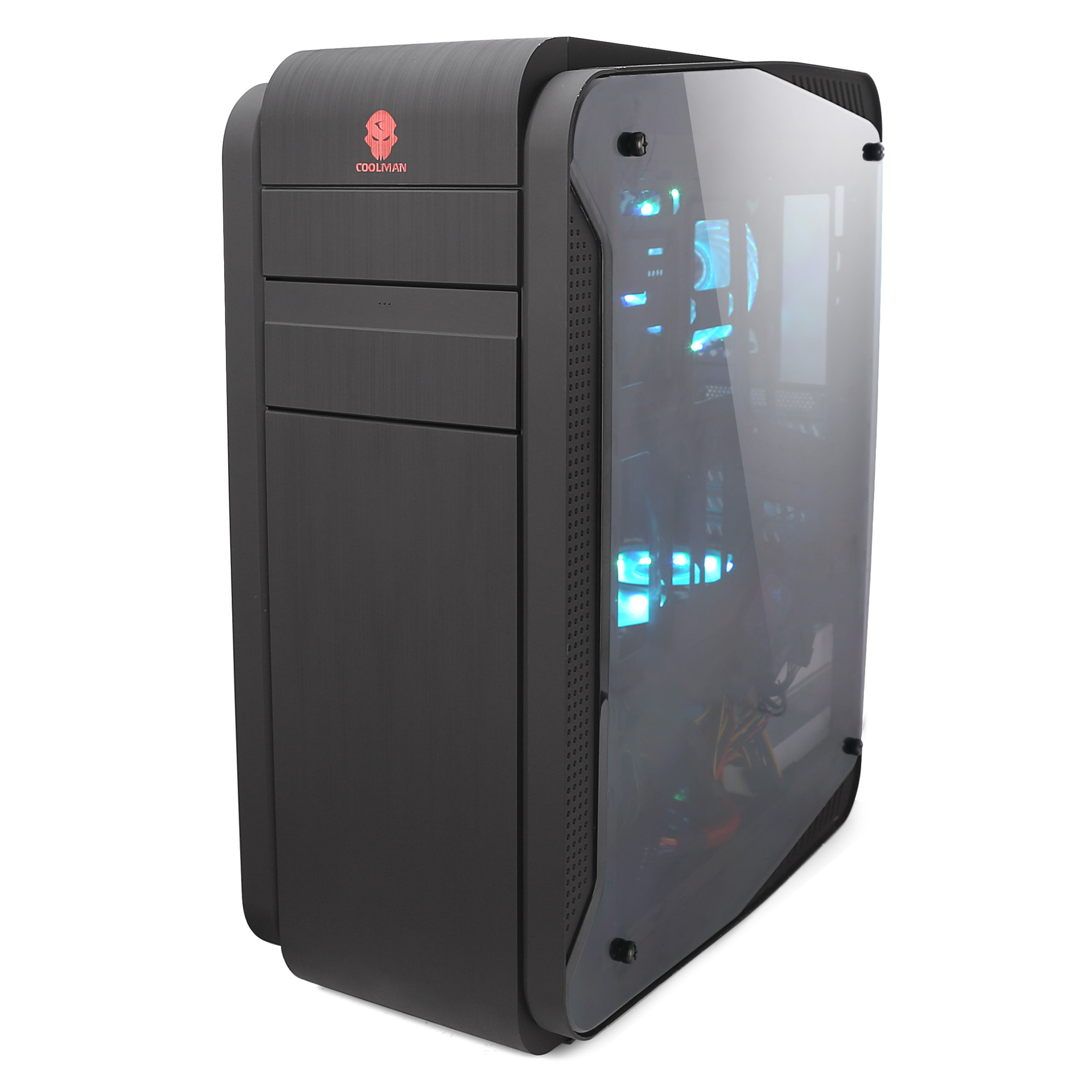 coolman机箱豪华台式电脑游戏网吧机箱高端网咖全侧