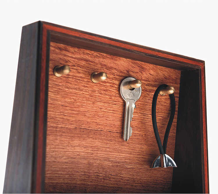 吉木 实木钥匙挂架中式创意办公桌面收纳架复古壁饰挂架子