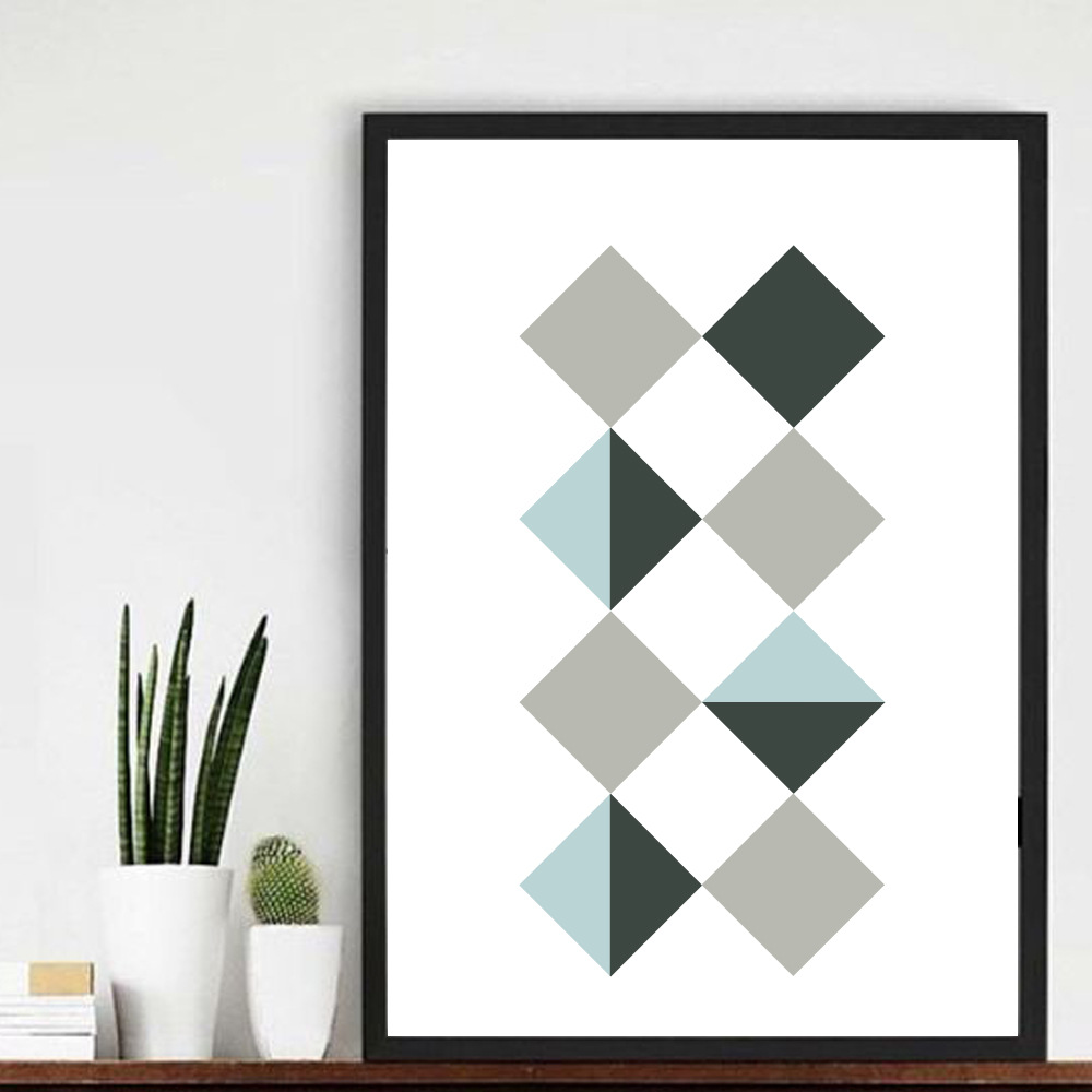 因之 创意简约家居装饰 几何菱形油画 儿童房无框环保挂画 cp118