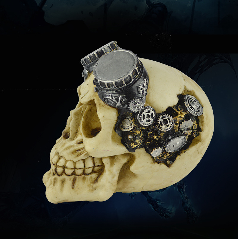 飞行员头骨戴护目镜整蛊搞怪创立机械工程师造型骷髅道具家居装扮