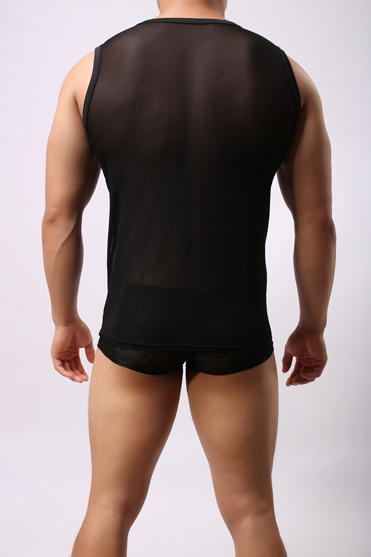 2016年新款韩版透气锦纶一件代发时尚舒适 男士网纱无袖背心