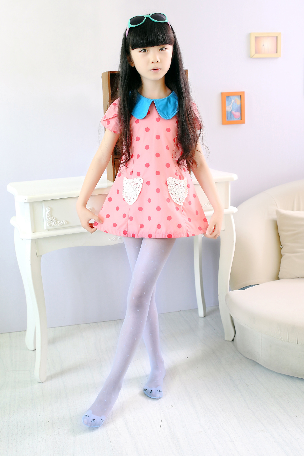 夏季薄款透明包芯丝儿童连裤袜 糖果色女童