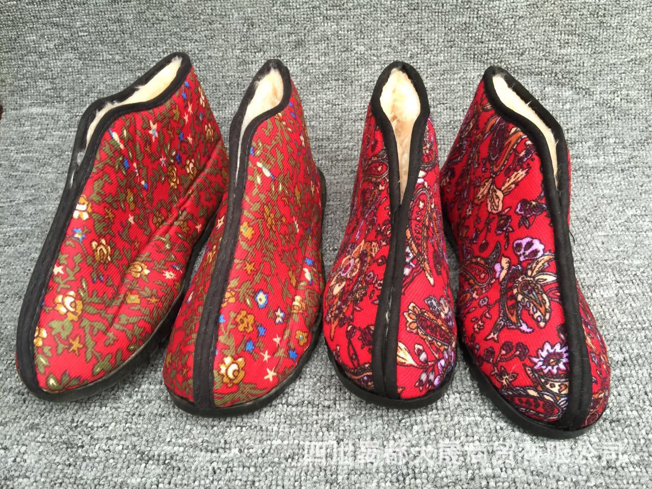 厂家直销批发跑江湖摆地摊货源冬季窝窝棉鞋印花棉鞋复古棉鞋