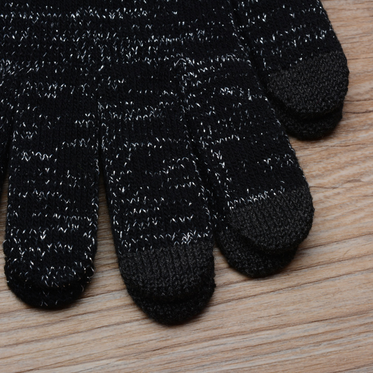 韩版出口银丝线触摸屏手套 女士针织手套