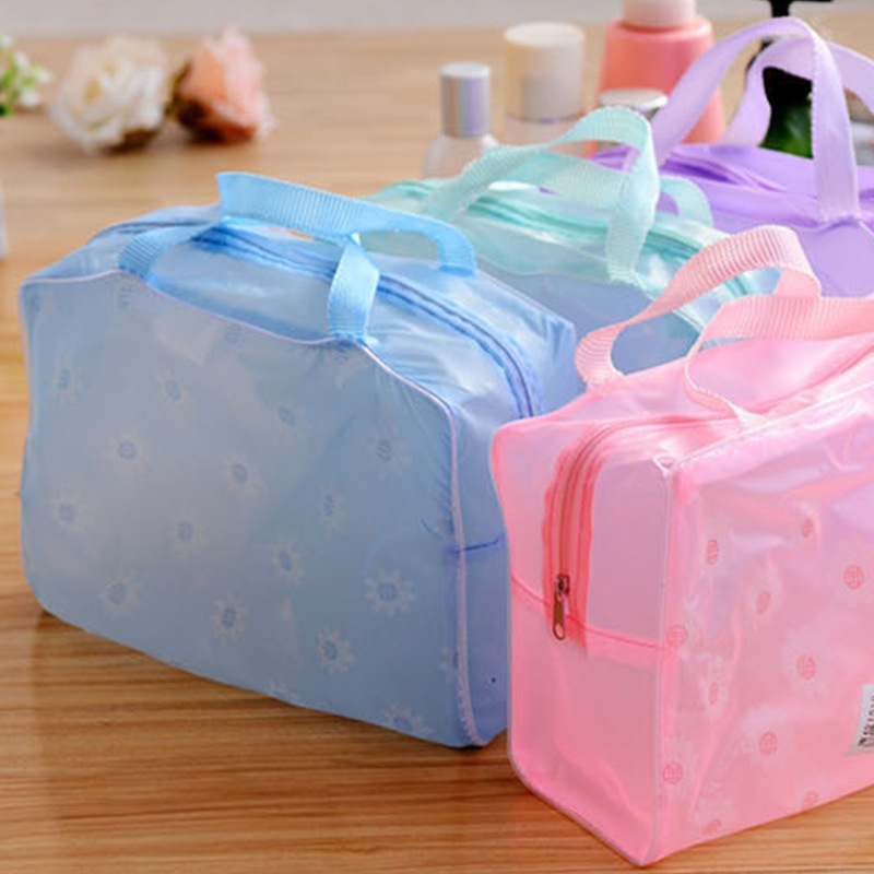 Creative Home Travel Floral Transparent Waterproof Cosmetics Bag Wash Bag Bath Supplies Buggy Bag