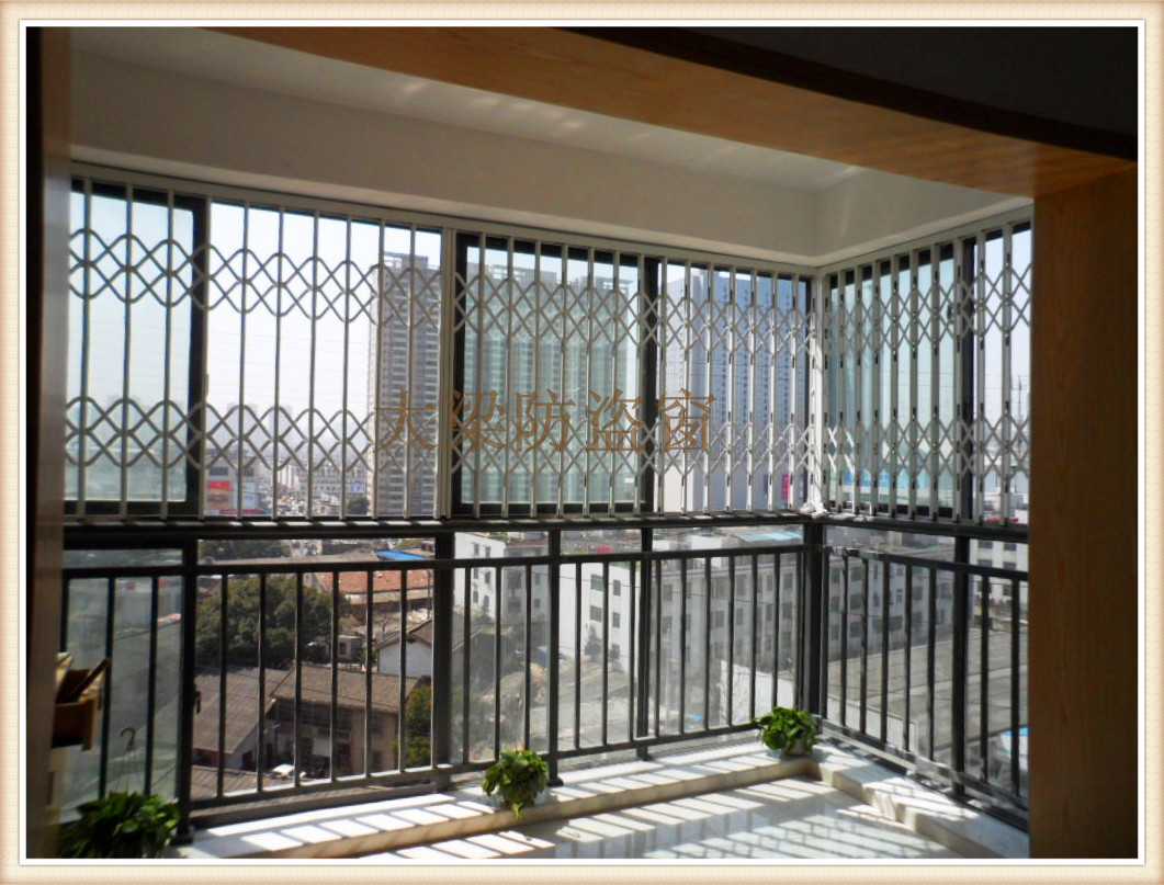 阳台防盗窗 阳台防护窗 大梁防盗窗品牌系列推拉式伸缩防盗窗