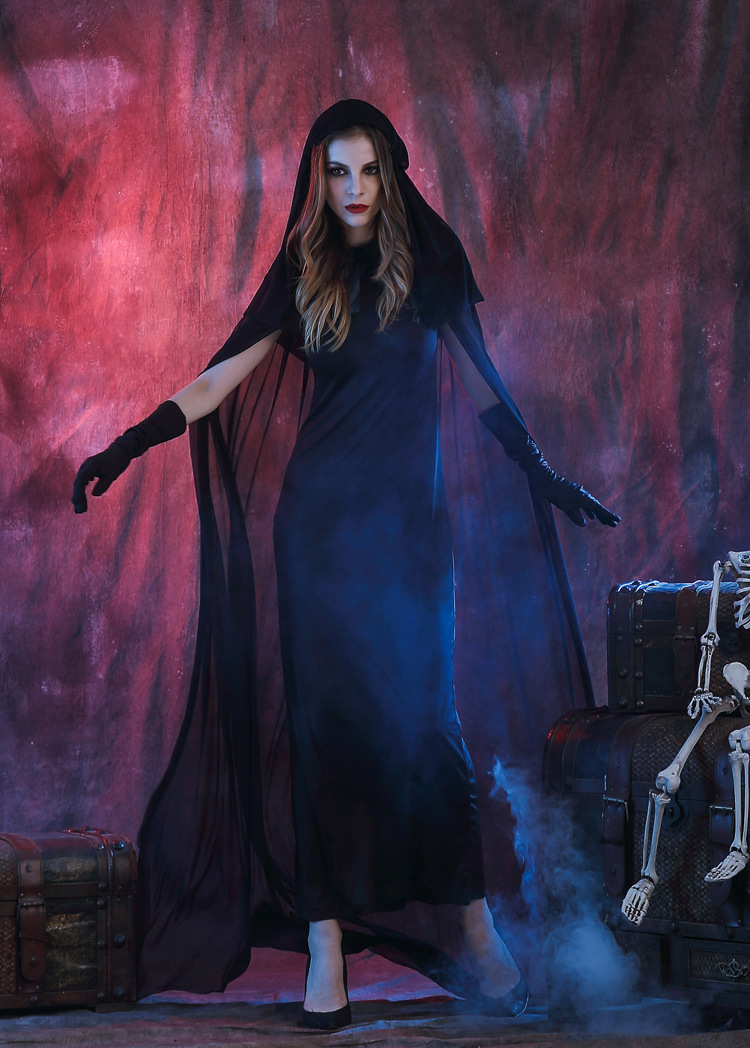 万圣节女巫装吸血鬼女鬼恶魔幽灵斗篷服巫婆装制服派对演出服分码