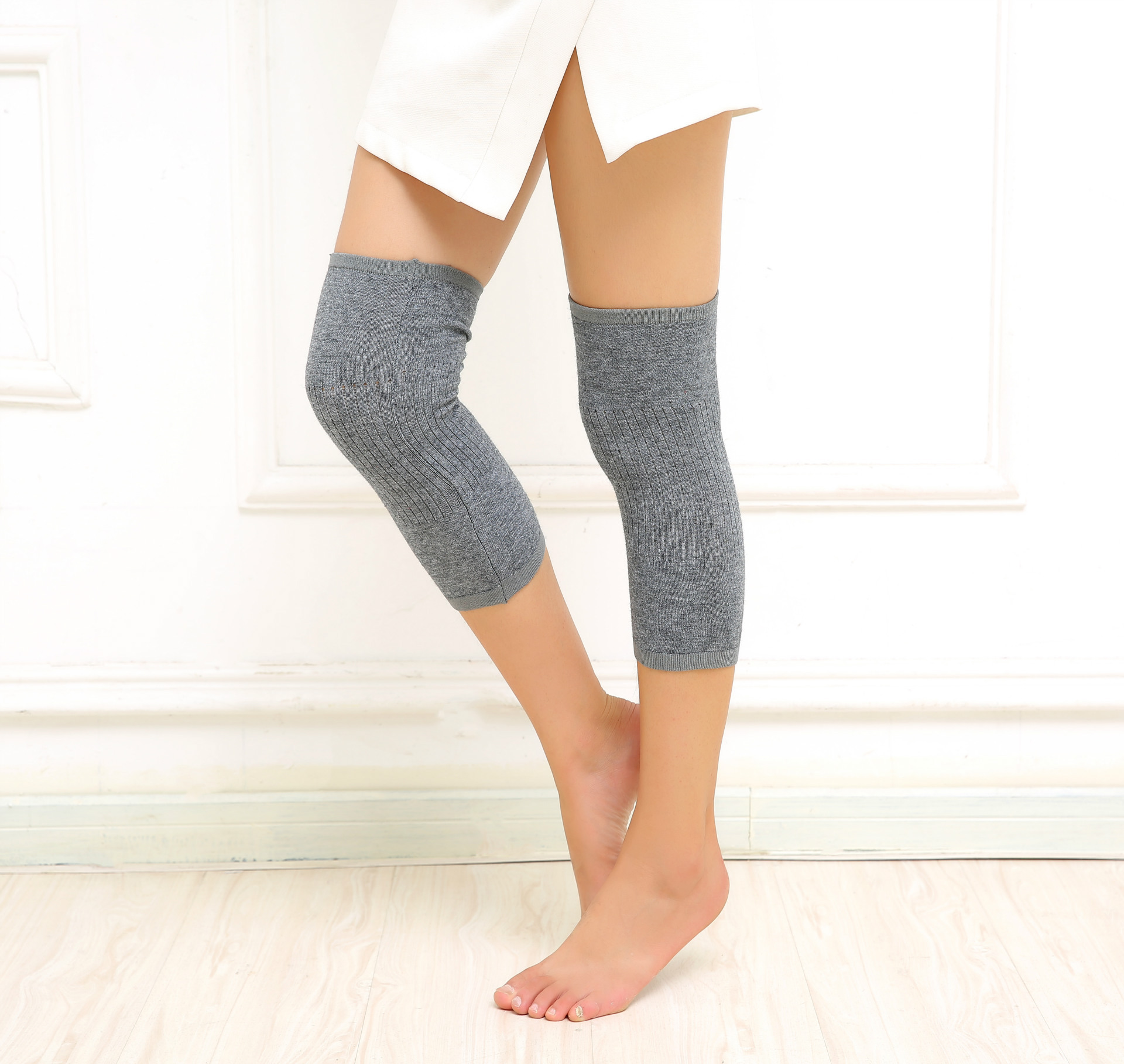 薄款丝边羊绒小护膝 男女士通用保暖薄护膝 弹力运动护膝