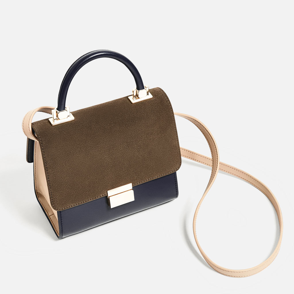 za家绒面zara翻盖迷你都市手提包4301204