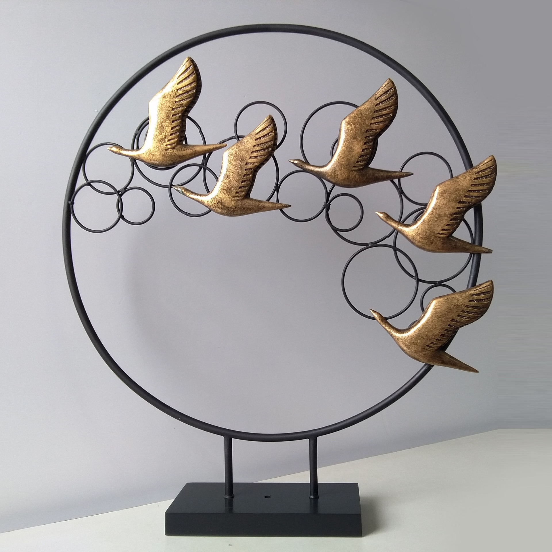 现货批发新中式铁艺飞鸟和鱼玄关家居饰品摆件