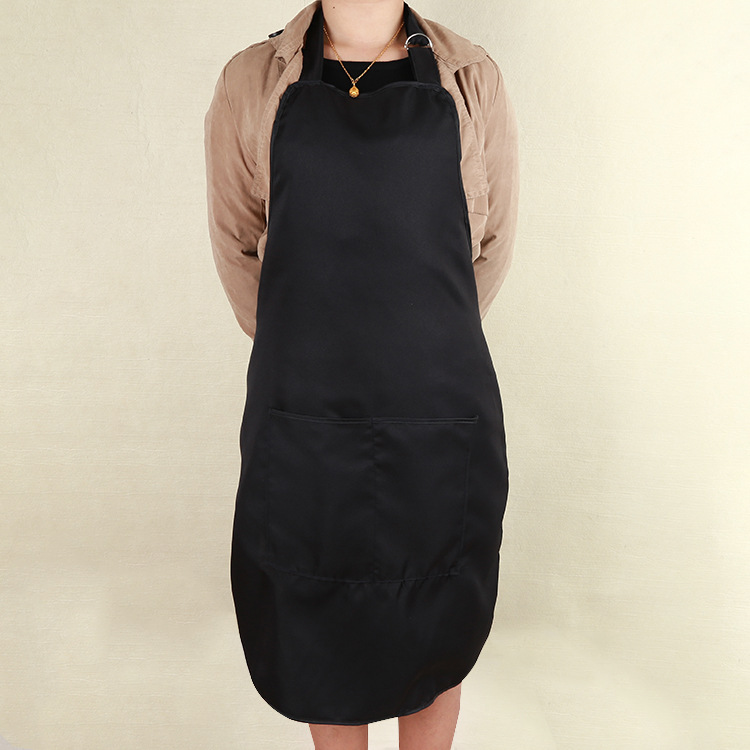 黑色斜纹布围裙挂脖无袖工作推广厨房围裙