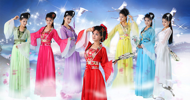 七夕节古装服装仙女女童贵妃装演出服欢天喜地七仙女公主古装仙女