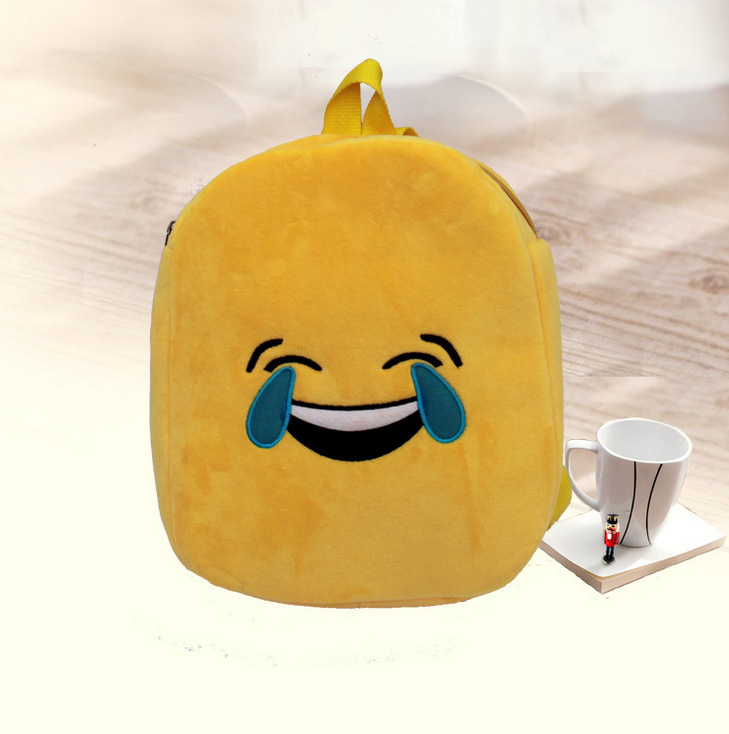 qq表情emoji搞怪儿童背包 男女可爱时尚幼儿园学生双肩.