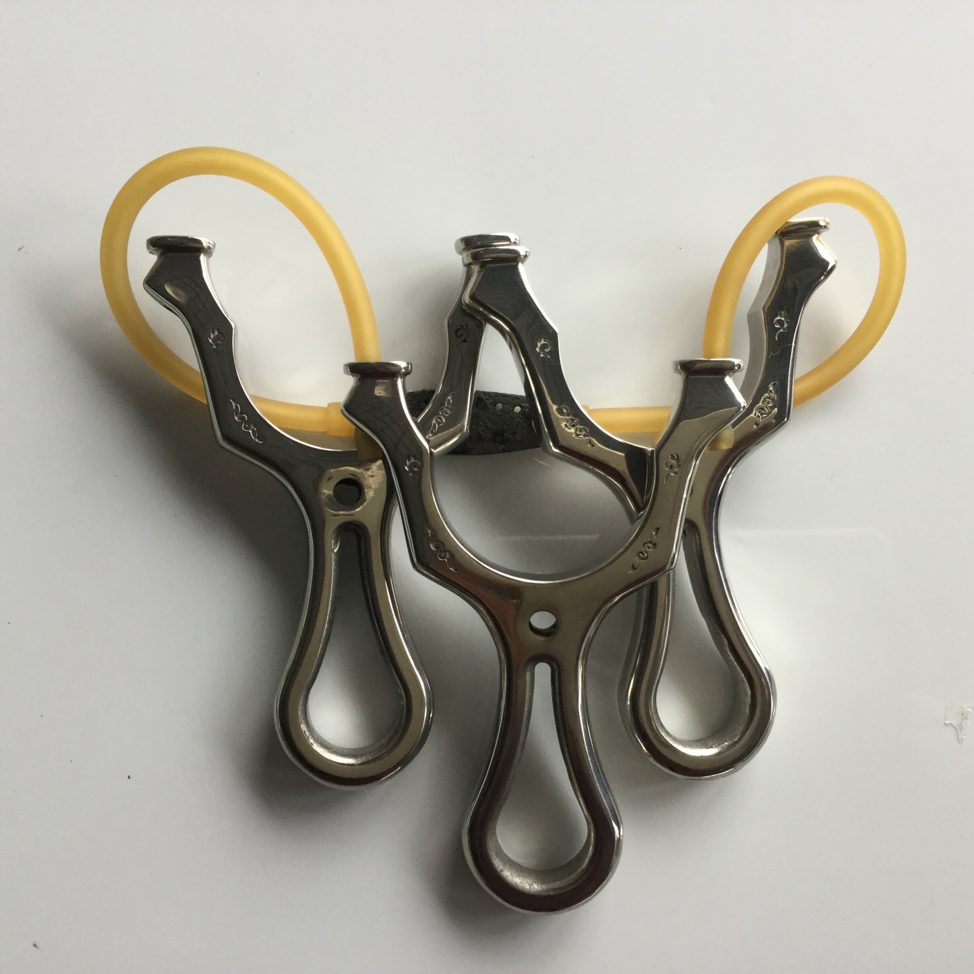 单顶卡扁皮两用弹弓镜面全抛弹弓 怀旧玩具不锈钢弹弓地摊爆款