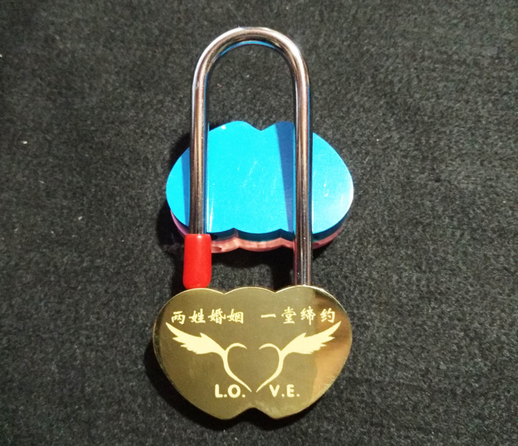 一件代发 50mm同心锁连心锁diy单个刻字 情侣锁旅游婚庆饰品定制