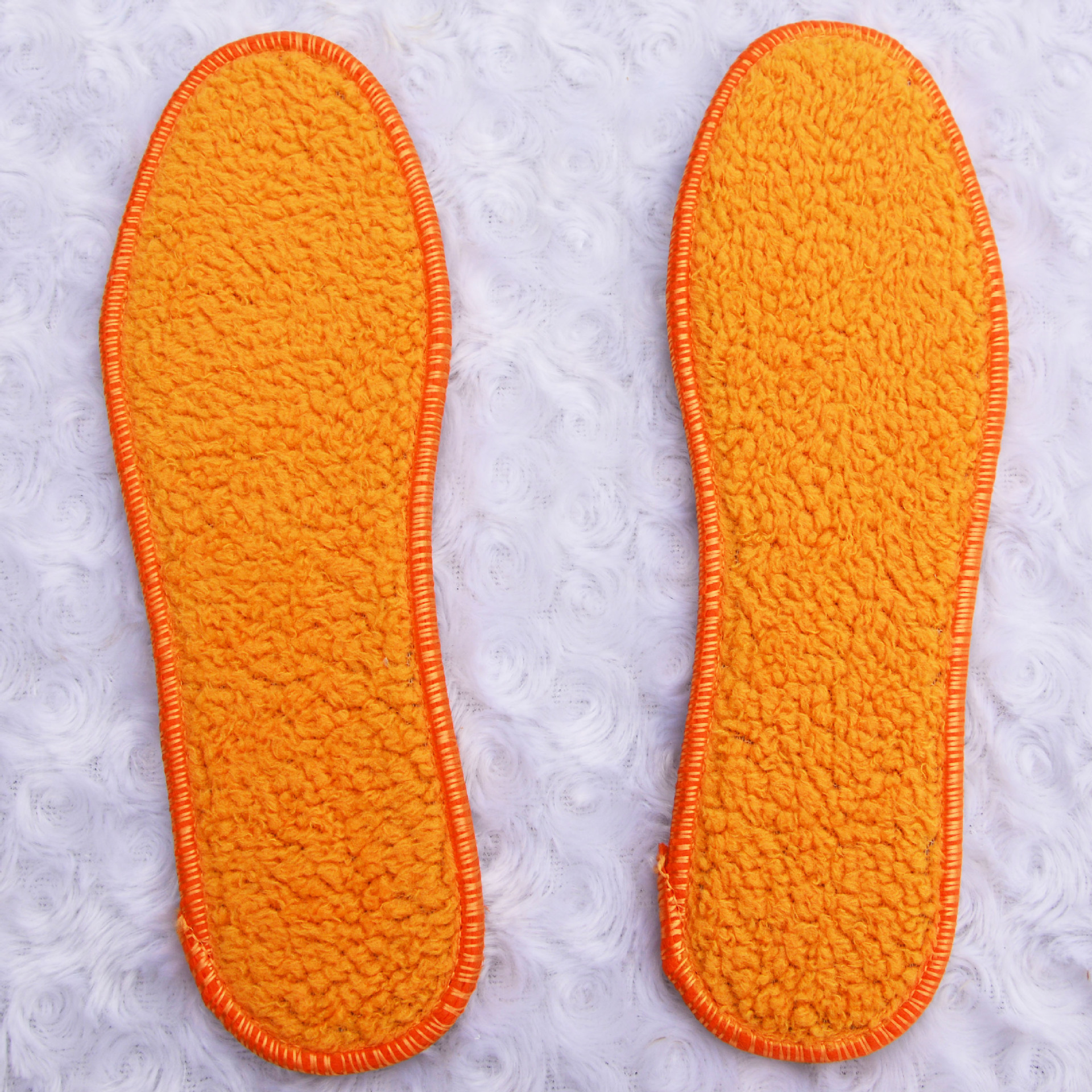 冬季新款毛绒棉鞋垫 吸汗防臭透气吸湿除臭鞋垫男女橘色毛绒