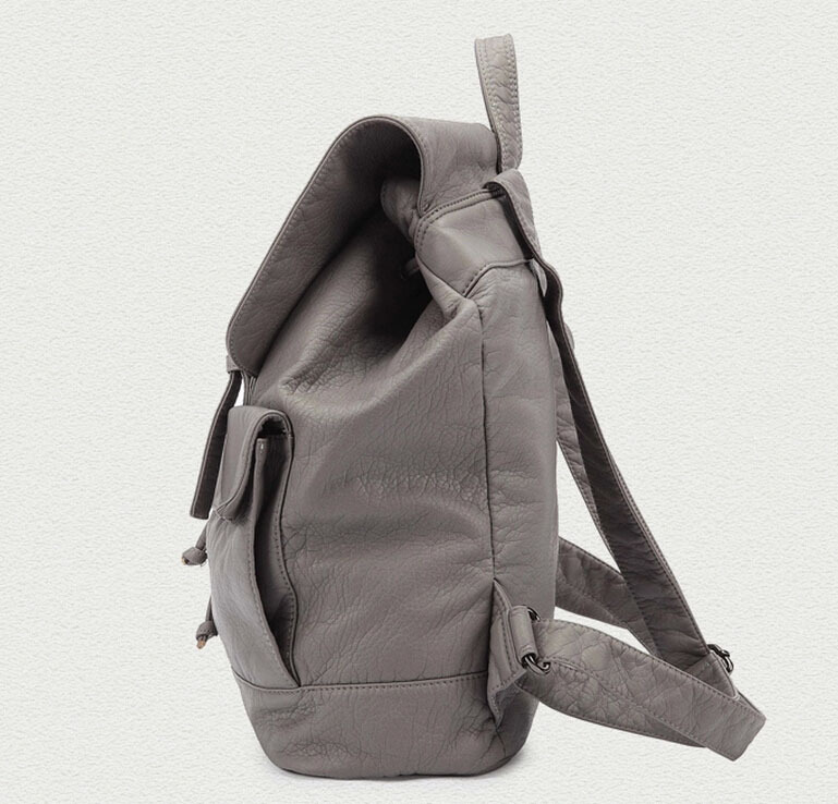 批发韩版新款女双肩背包水洗软皮简约双肩包休闲学院书包工厂发货-中